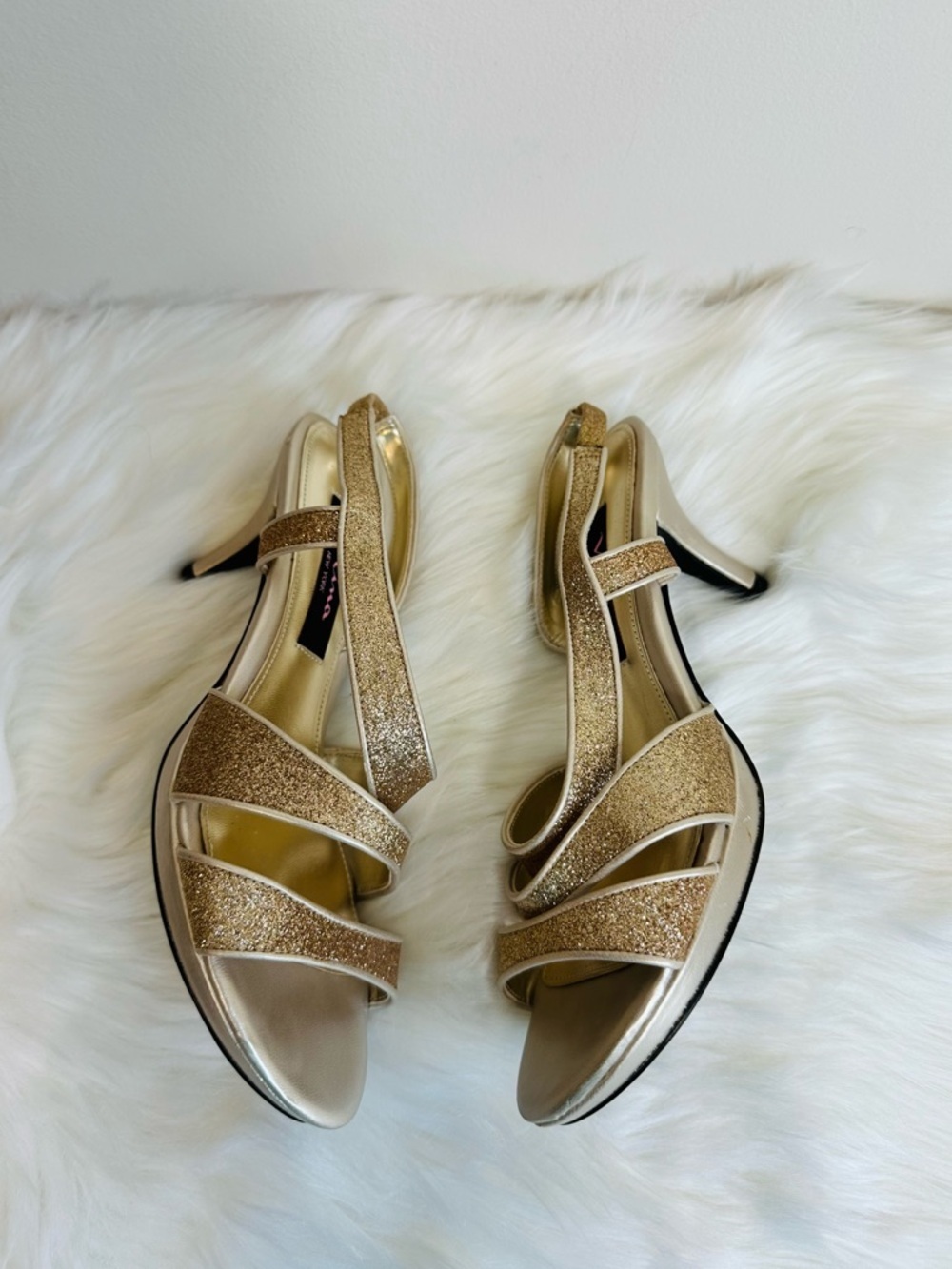 Nina Baby Glitter Open Toe Strappy Slingback Heels in Gold Size 6.5 - Picture 16 of 16
